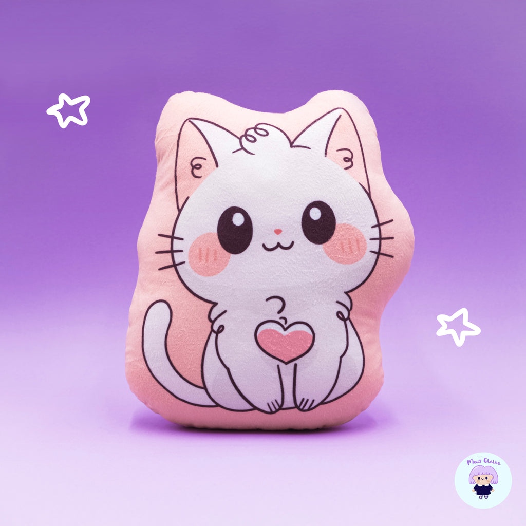 Cuscino Gattino Bianco Cuore